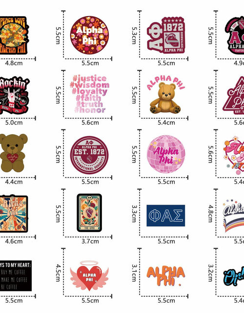 Load image into Gallery viewer, JRAOCCY 62Pcs Alpha PHI Cartoon Vinyl Waterproof Stickers Pack Gold
