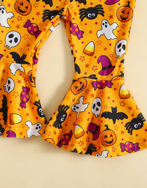 Load image into Gallery viewer, Guodeunh Toddler Girls Halloween Pumpkin Spider Romper Orange Size 4-5T
