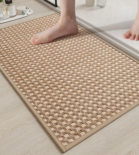 YDKGL Non Slip Bath Mat Braided Rubber Backing Brown 24x35 Polyester