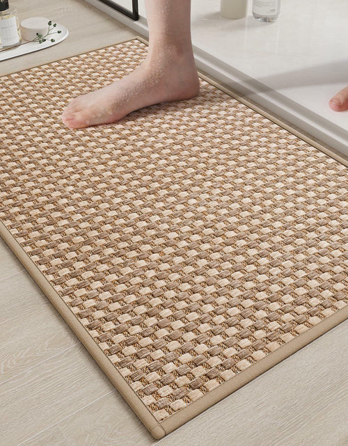 Load image into Gallery viewer, YDKGL Non Slip Bath Mat Braided Rubber Backing Brown 24x35 Polyester
