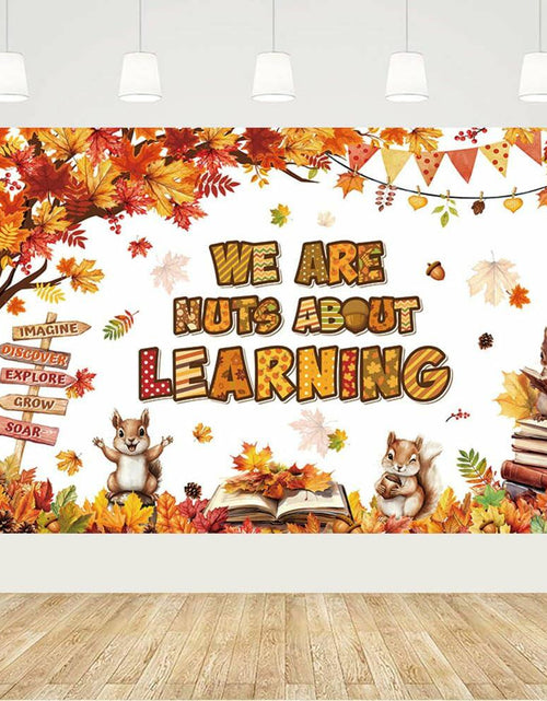 Load image into Gallery viewer, MEHOFOND Fall in Love with Learning Backdrop Autumn Pumpkin Maple 6x3.6ft Orange
