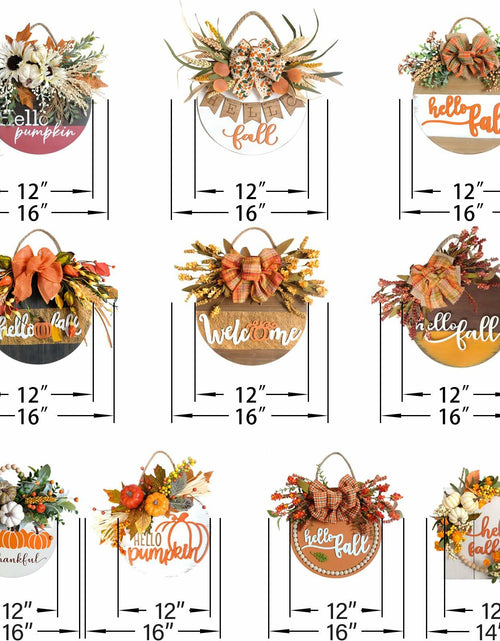 Load image into Gallery viewer, idyllic Hello Pumpkin Wreath Sign Front Door Decor Wood 16" Cream
