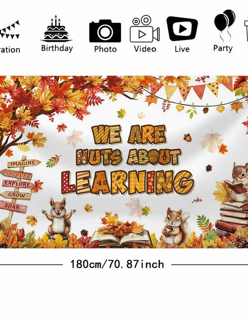 Load image into Gallery viewer, MEHOFOND Fall in Love with Learning Backdrop Autumn Pumpkin Maple 6x3.6ft Orange
