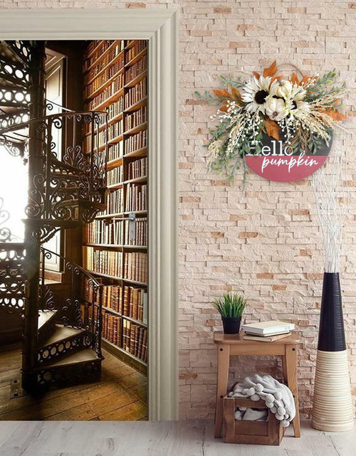 Load image into Gallery viewer, idyllic Hello Pumpkin Wreath Sign Front Door Decor Wood 16" Cream
