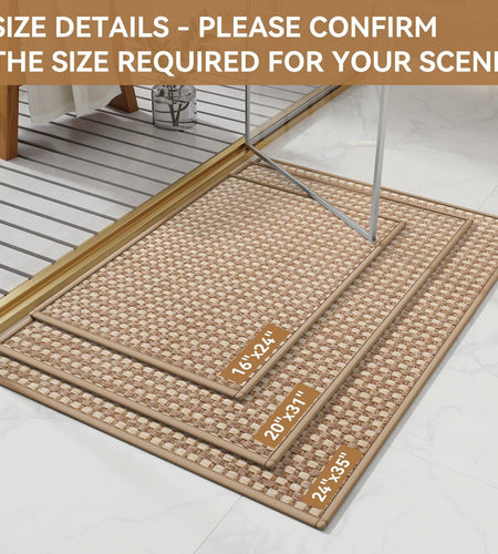 YDKGL Non Slip Bath Mat Braided Rubber Backing Brown 24x35 Polyester