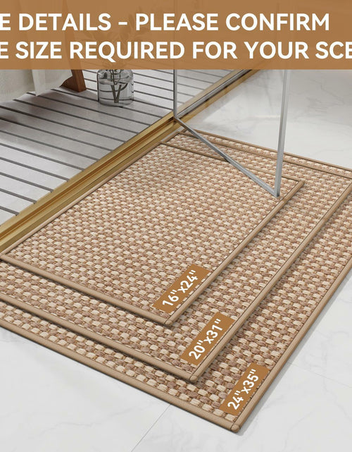 Load image into Gallery viewer, YDKGL Non Slip Bath Mat Braided Rubber Backing Brown 24x35 Polyester
