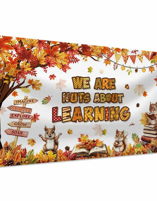 Load image into Gallery viewer, MEHOFOND Fall in Love with Learning Backdrop Autumn Pumpkin Maple 6x3.6ft Orange
