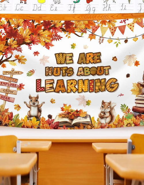 Load image into Gallery viewer, MEHOFOND Fall in Love with Learning Backdrop Autumn Pumpkin Maple 6x3.6ft Orange
