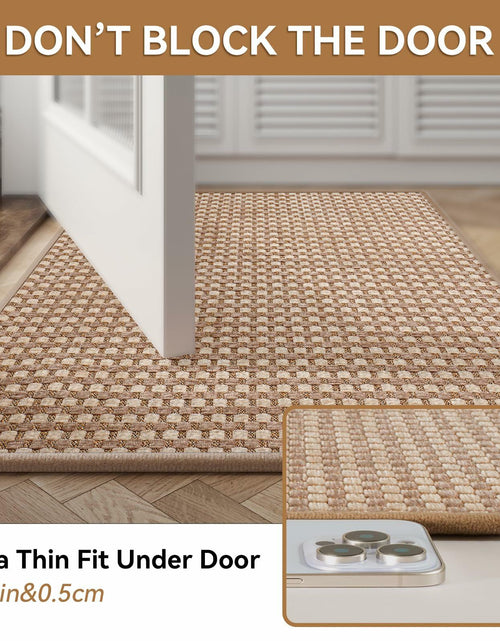 Load image into Gallery viewer, YDKGL Non Slip Bath Mat Braided Rubber Backing Brown 24x35 Polyester
