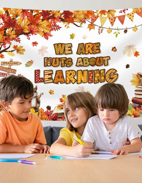 Load image into Gallery viewer, MEHOFOND Fall in Love with Learning Backdrop Autumn Pumpkin Maple 6x3.6ft Orange
