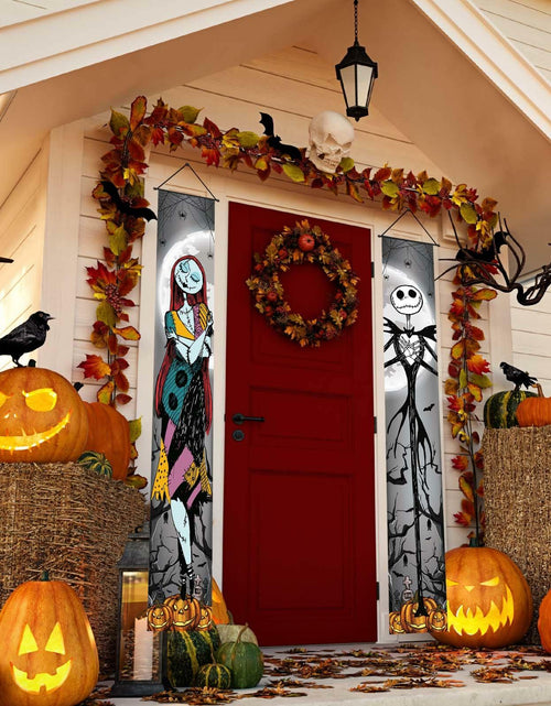 Load image into Gallery viewer, FARMNALL Halloween Porch Banner Spider Webs Outdoor Holiday Decor Black
