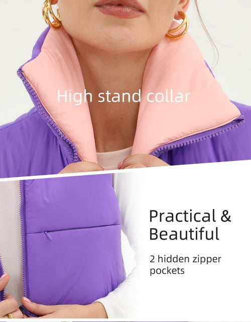 Load image into Gallery viewer, Xeoxarel Women's Puffer Vest Sleeveless Warm Outerwear Purple Pink Size XL
