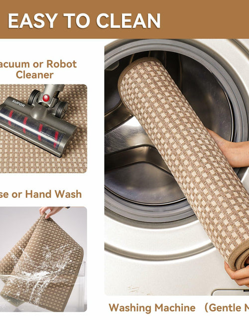 Load image into Gallery viewer, YDKGL Non Slip Bath Mat Braided Rubber Backing Brown 24x35 Polyester
