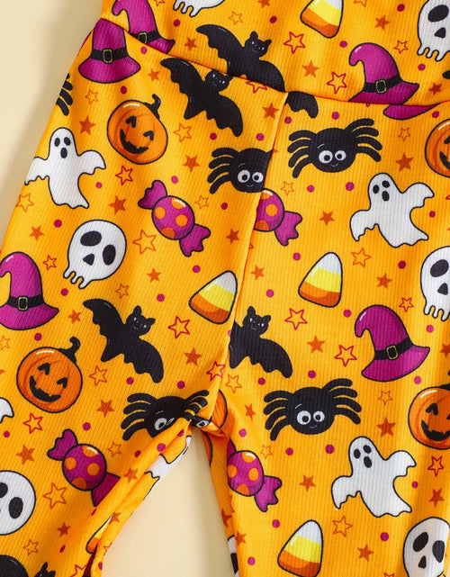 Load image into Gallery viewer, Guodeunh Toddler Girls Halloween Pumpkin Spider Romper Orange Size 4-5T
