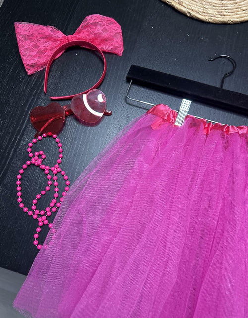 Load image into Gallery viewer, Rthjsfj Tulle Tutu Skirt Pink with Bow Headband Beads Necklace Sunglasses
