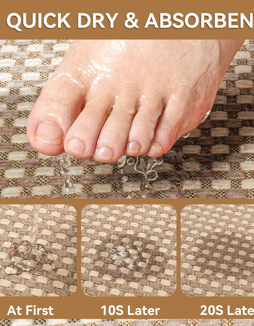Load image into Gallery viewer, YDKGL Non Slip Bath Mat Braided Rubber Backing Brown 24x35 Polyester
