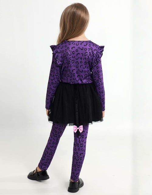 Load image into Gallery viewer, Weixinbuy Girls Leopard Cat Costume Glow Dark Halloween Dress Purple Size 3-4T

