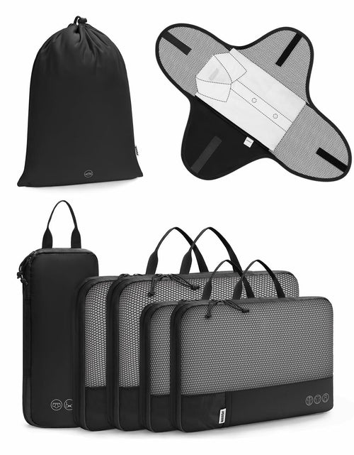 Load image into Gallery viewer, WANDF 7-Pc Compression Packing Cubes Travel Organizer Bags Set Khaki Size Large

