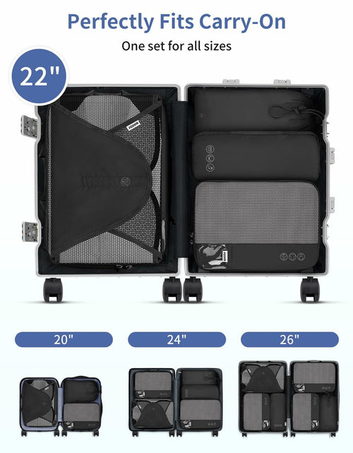 Load image into Gallery viewer, WANDF 7-Pc Compression Packing Cubes Travel Organizer Bags Set Khaki Size Large
