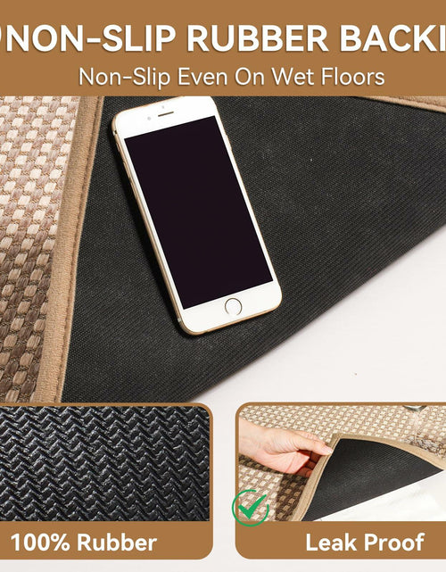 Load image into Gallery viewer, YDKGL Non Slip Bath Mat Braided Rubber Backing Brown 24x35 Polyester
