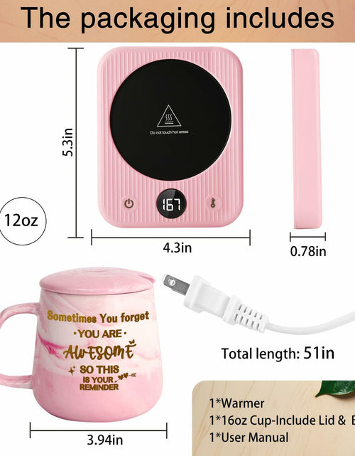 Load image into Gallery viewer, Waipfaru Coffee Mug Warmer &amp; You Are Awesome Mug Set, 3 Temp Settings Black
