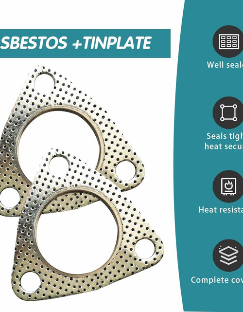 Load image into Gallery viewer, leechio Car Exhaust Gasket 2.48" 3 Hole Flange High Temp Silver 2PCS
