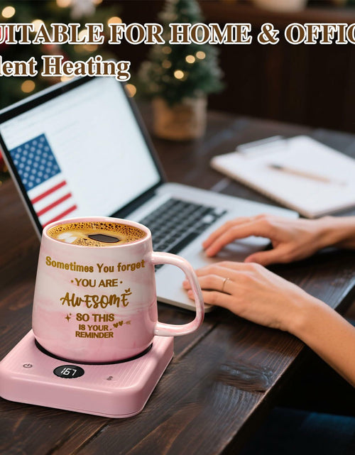 Load image into Gallery viewer, Waipfaru Coffee Mug Warmer &amp; You Are Awesome Mug Set, 3 Temp Settings Black
