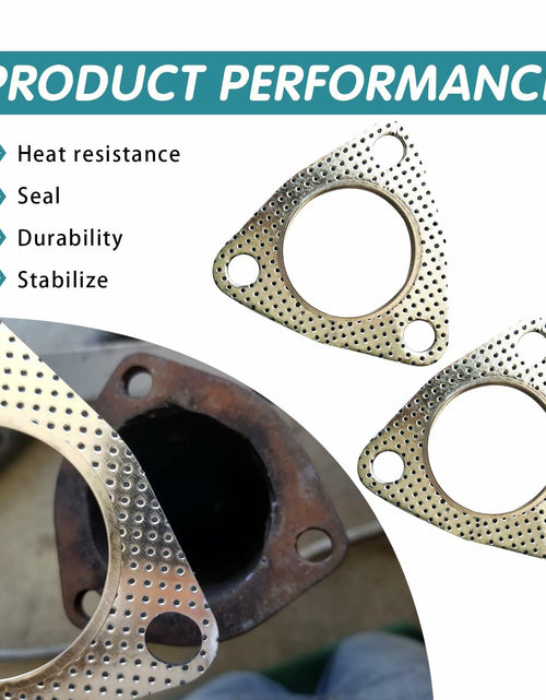 Load image into Gallery viewer, leechio Car Exhaust Gasket 2.48" 3 Hole Flange High Temp Silver 2PCS
