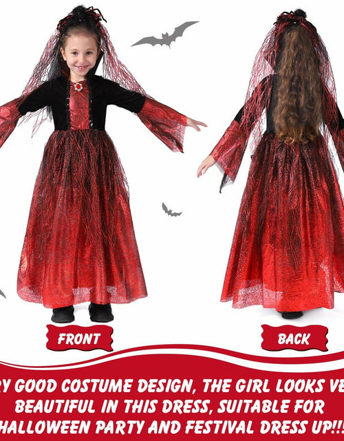 Load image into Gallery viewer, QPCOS Royal Vampire Costume Girls Deluxe Dress Black Size 10-12
