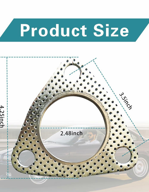 Load image into Gallery viewer, leechio Car Exhaust Gasket 2.48" 3 Hole Flange High Temp Silver 2PCS
