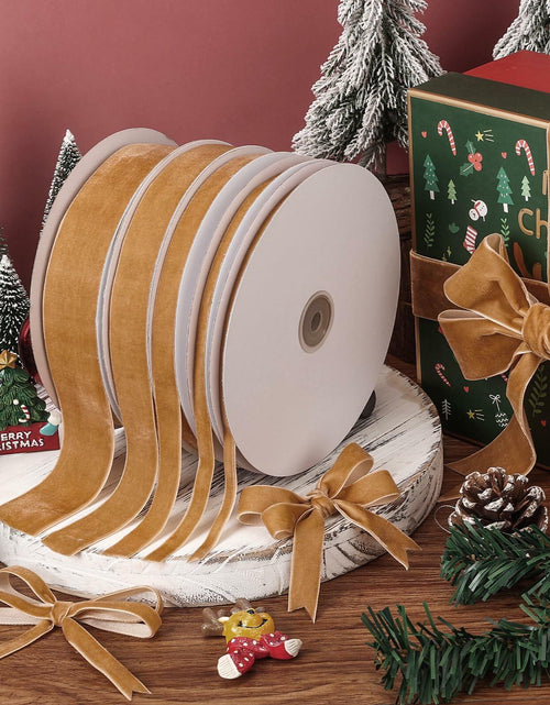 Load image into Gallery viewer, Lemon Park Khaki Velvet Ribbon 1.5" x 20Yd Single Face Gift Craft Decor
