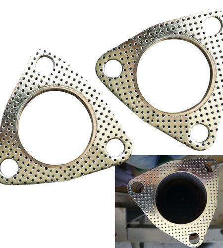 leechio Car Exhaust Gasket 2.48" 3 Hole Flange High Temp Silver 2PCS