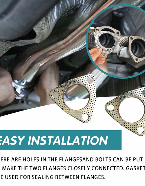 Load image into Gallery viewer, leechio Car Exhaust Gasket 2.48" 3 Hole Flange High Temp Silver 2PCS
