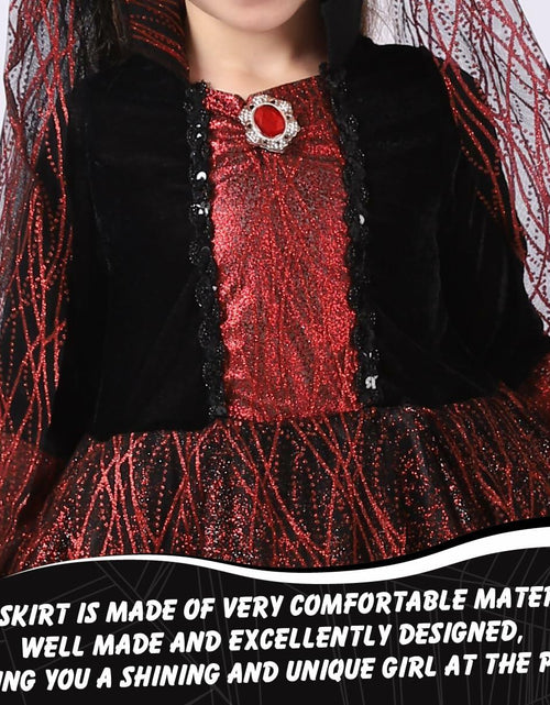 Load image into Gallery viewer, QPCOS Royal Vampire Costume Girls Deluxe Dress Black Size 10-12
