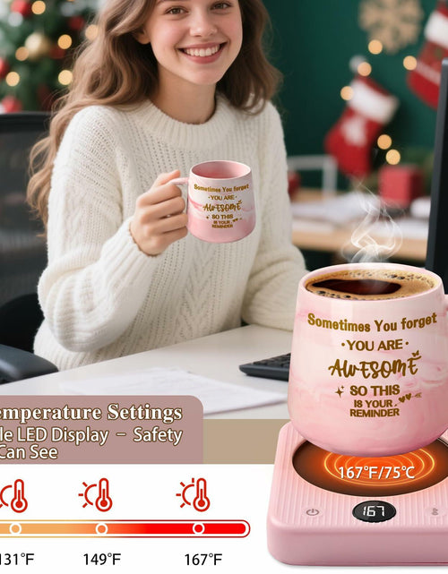 Load image into Gallery viewer, Waipfaru Coffee Mug Warmer &amp; You Are Awesome Mug Set, 3 Temp Settings Black
