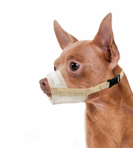 Herrypiggy Dog Muzzle Oxford Breathable Mouth Cover Prevent Biting Khaki Size XS