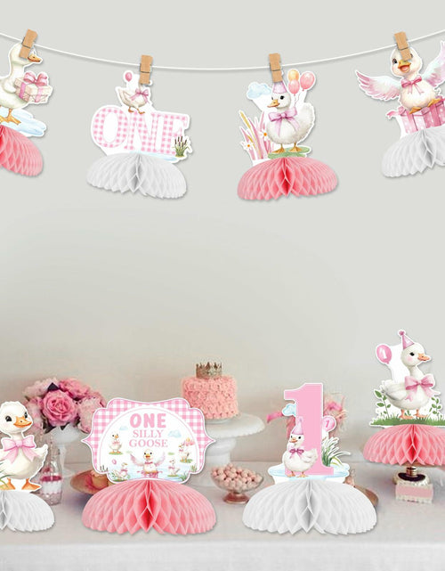 Load image into Gallery viewer, Jollyboom Goose Birthday Decorations 8pcs Pink 1st Birthday Table Decor
