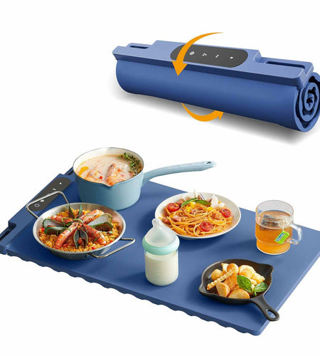 Generic Electric Food Warming Mat 26x15 Inch Silicone Blue Adjustable Modes
