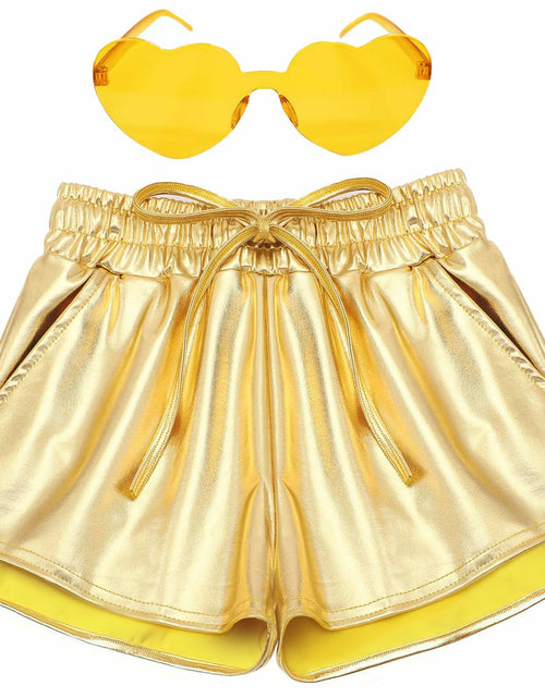 Load image into Gallery viewer, iMuchic Girls Metallic Dance Shorts Sparkly Hot Pants Gold Size Small
