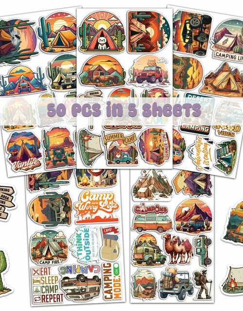 Load image into Gallery viewer, BIGZORO Desert Camping Stickers Camel Cactus Waterproof Vinyl Pack 50
