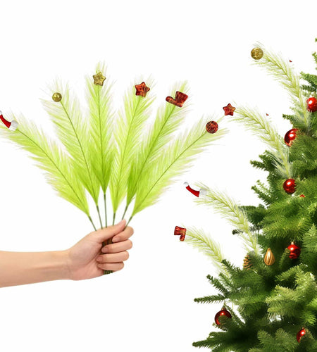 Petalivebioom 15.7" Christmas Tree Topper with 12 Green & Red Picks