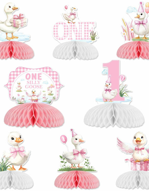 Load image into Gallery viewer, Jollyboom Goose Birthday Decorations 8pcs Pink 1st Birthday Table Decor
