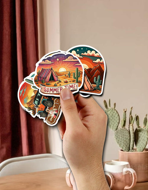 Load image into Gallery viewer, BIGZORO Desert Camping Stickers Camel Cactus Waterproof Vinyl Pack 50
