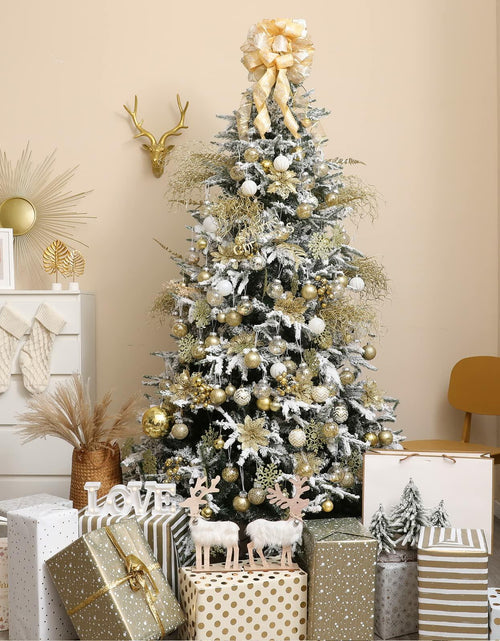 Load image into Gallery viewer, Wironlst 24pcs Gold Glitter Poinsettia Christmas Tree Ornaments 3 Sizes
