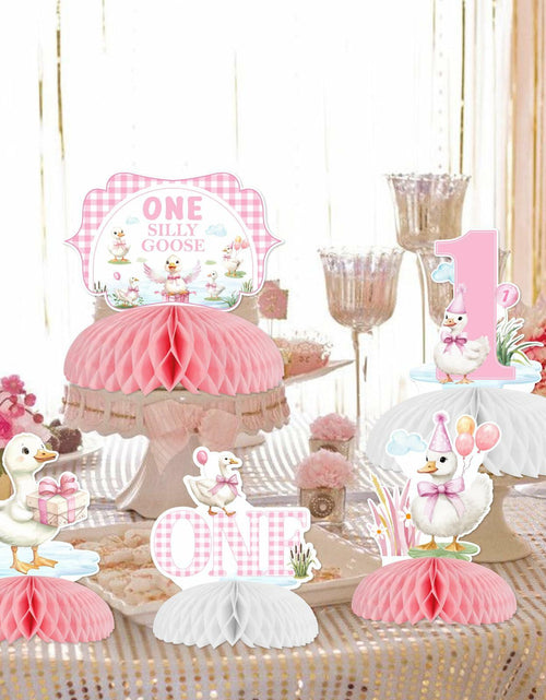 Load image into Gallery viewer, Jollyboom Goose Birthday Decorations 8pcs Pink 1st Birthday Table Decor
