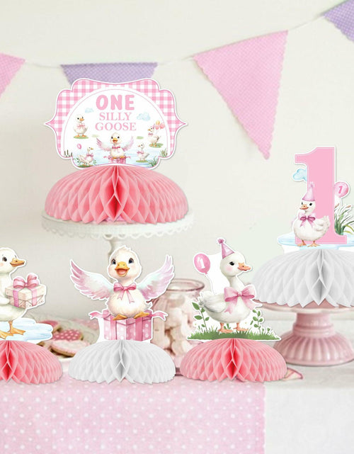 Load image into Gallery viewer, Jollyboom Goose Birthday Decorations 8pcs Pink 1st Birthday Table Decor

