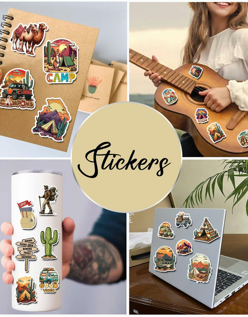 Load image into Gallery viewer, BIGZORO Desert Camping Stickers Camel Cactus Waterproof Vinyl Pack 50
