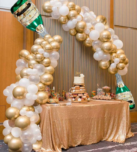 OORAMOO 176PCS Champagne Bottle Balloon Garland Arch Kit Gold Party Decor