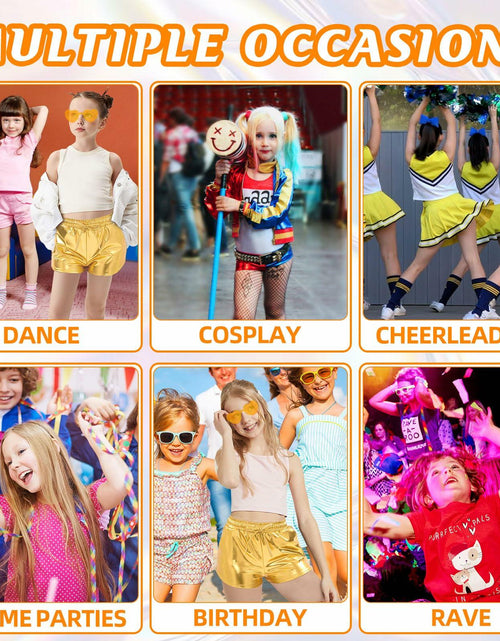 Load image into Gallery viewer, iMuchic Girls Metallic Dance Shorts Sparkly Hot Pants Gold Size Small
