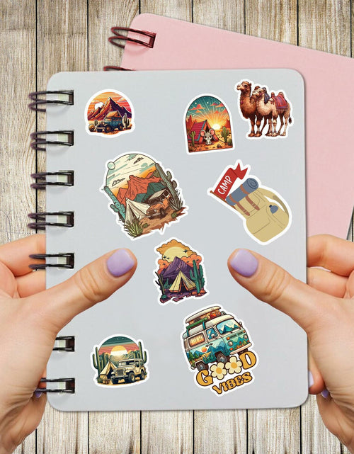 Load image into Gallery viewer, BIGZORO Desert Camping Stickers Camel Cactus Waterproof Vinyl Pack 50
